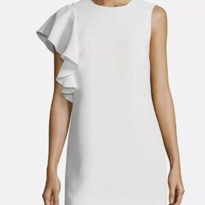 Elizabeth and James Luca Crepe Ruffle-Trim Mini Dress in Ivory